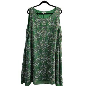 Max Studio Floral Sheer Sleeveless A-Line Dress